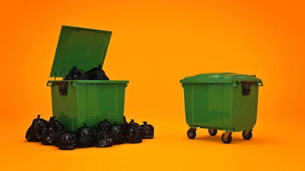 Conteneurs à ordures verts . — Photo