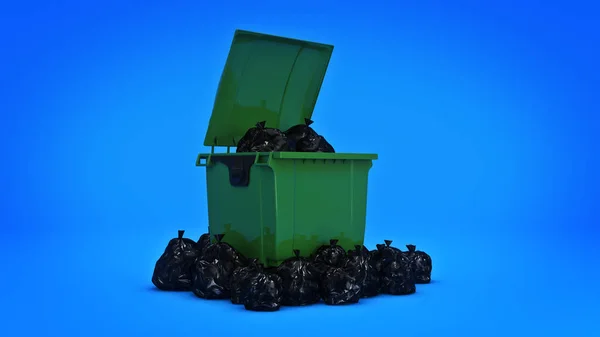 Zielony śmieci kontenery. — Zdjęcie stockowe