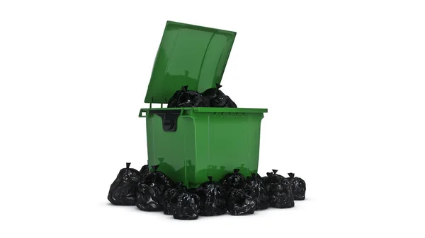 녹색 쓰레기 컨테이너. — 스톡 사진