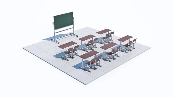 Klassenzimmer. 3D-Darstellung — Stockfoto