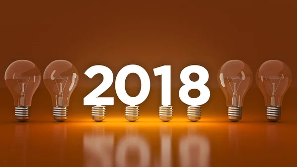Новогодний знак 2018 года внутри лампочки. 3D рендеринг — стоковое фото