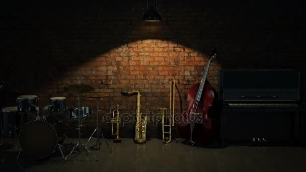 Music instruments. 3D Rendering — Stock Video