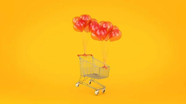 ショッピングカート、ボール。3 d レンダリング — ストック写真