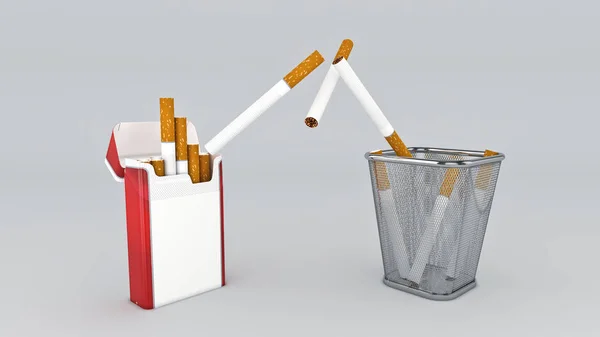 一群在垃圾桶的香烟牌子。放弃吸烟概念. — 图库照片