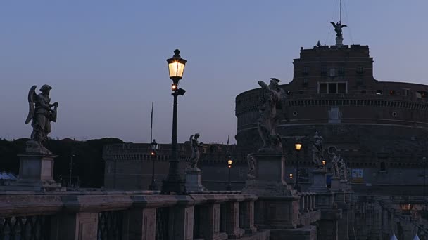 Burg von san angelo, rom, italien. Zeitraffer — Stockvideo