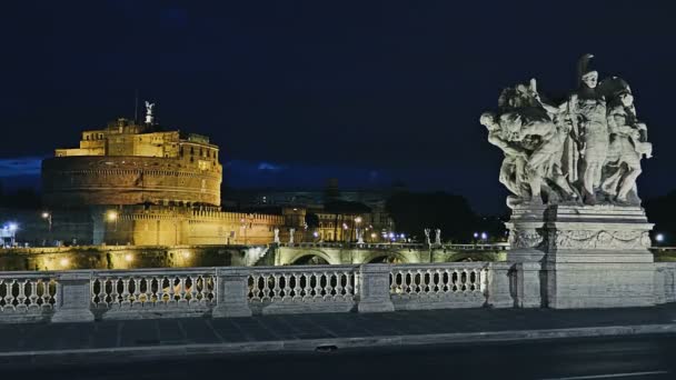 Castelo de San Angelo, Roma, Itália. Tempo de Caducidade — Vídeo de Stock