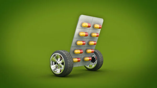 Medikamententabletten. 3D-Darstellung — Stockfoto