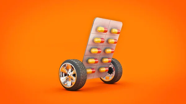 Medikamententabletten. 3D-Darstellung — Stockfoto