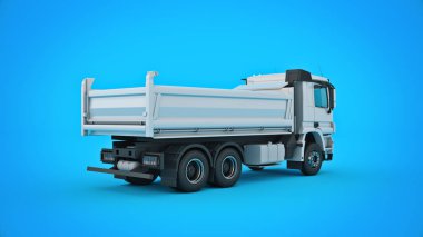 Beyaz çöp kamyonu. 3d oluşturma