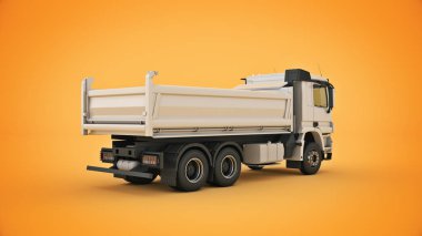 Beyaz çöp kamyonu. 3d oluşturma