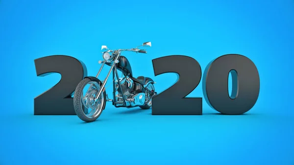 오토바이 컨셉트 2020 New Year Sign 렌더링 — 스톡 사진