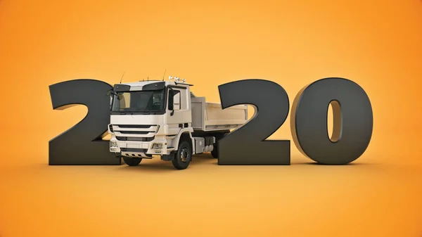 Koncepcja Ciężarówki 2020 Nowy Rok Znak Renderowanie — Zdjęcie stockowe