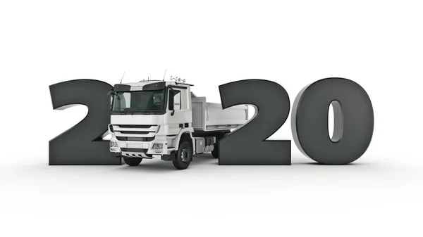 トラックコンセプト2020新年の看板 3Dレンダリング — ストック写真