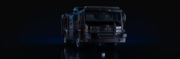 Camión Bomberos Configuración Del Estudio Sobre Fondo Oscuro Renderizado —  Fotos de Stock