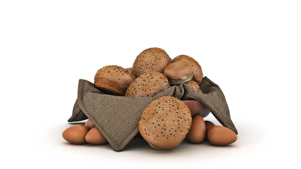 Pane Cestino Isolato Rendering — Foto Stock