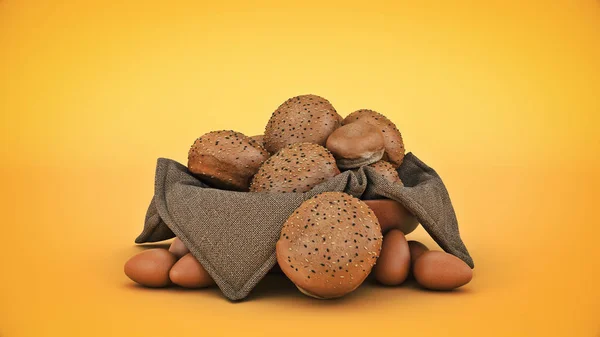 Pane Cestino Isolato Rendering — Foto Stock