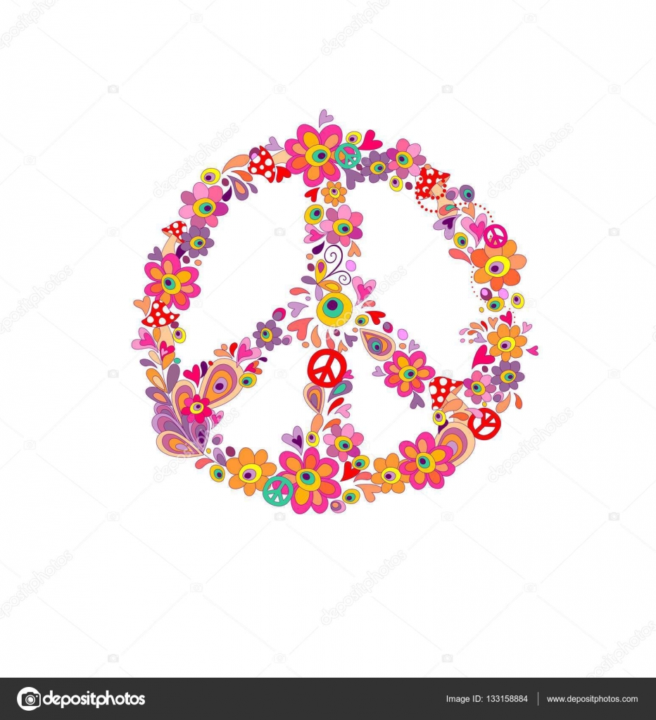 Hippie Impression Avec Symbole De Fleur De Paix Isolé Sur