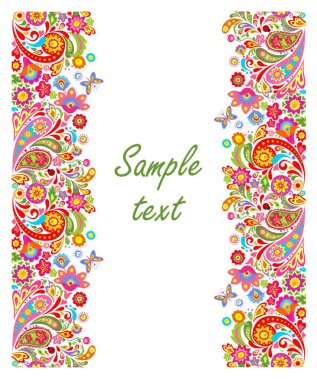 Sorunsuz dekoratif çiçek kenarlıklı yazlık tebrik kartı