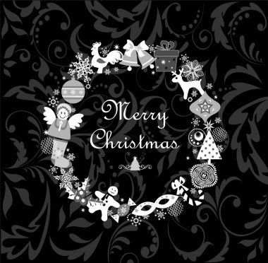 Komik kağıt aplike Noel çelenk ile