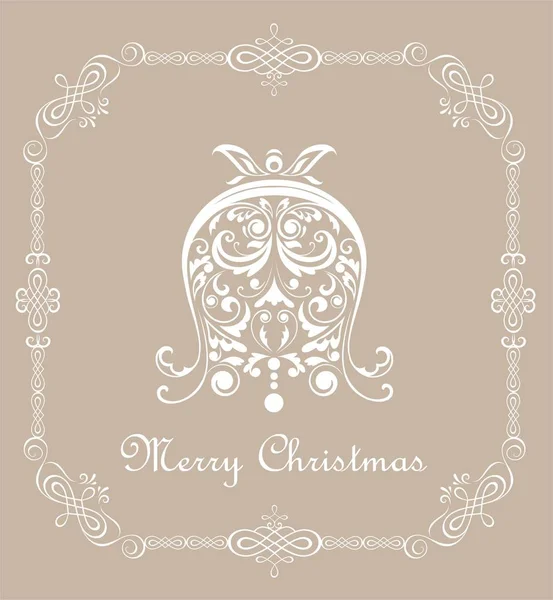 Christmas vintage pastel card with paper decorative cut out bell — Stock Vector
