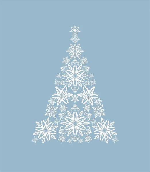 Tebrik kartı ile kağıt dekoratif xmas kar taneleri ağacından kesilmiş. Noel kartları için şablon — Stok Vektör