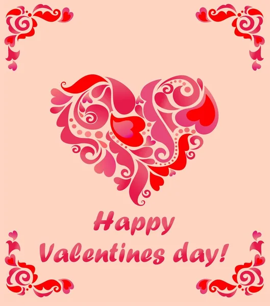 Carte de voeux pour la Saint Valentin avec coeur rouge abstrait — Image vectorielle