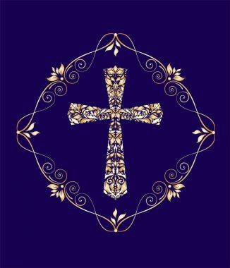 Vintage kartı ile altın çiçek çapraz