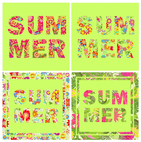 Estampas de camiseta de verão com flores coloridas —  Vetores de Stock