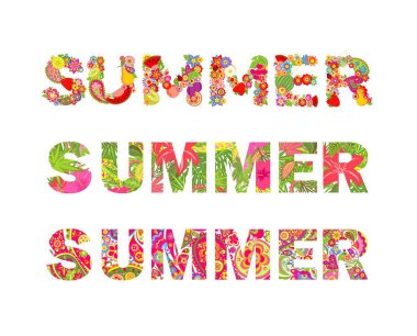  Renkli çiçek yaz tropikal dekoratif çiçek ve meyve ile yazı ile T-shirt yazdırır