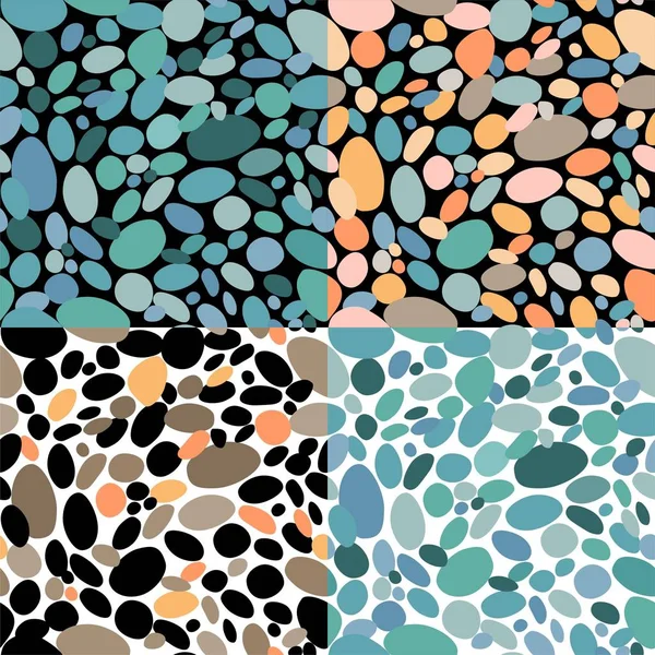 Seamless abstract marine wallpapers variation with colorful pebbles — Stock Vector