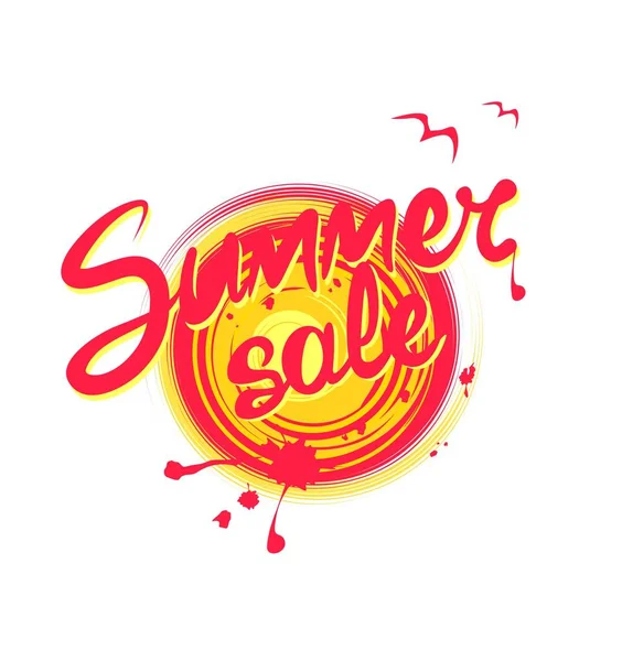 夏のセールの抽象的な太陽のレタリング塗装印刷 — ストックベクタ