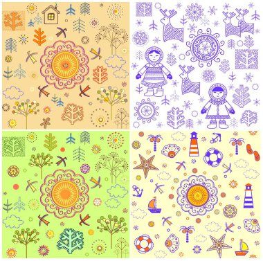 Mevsimlik arka plan koleksiyonu ile soyut desen kumaş, tekstil, ambalaj kağıt, kart, davet, duvar kağıdı, web tasarımı için