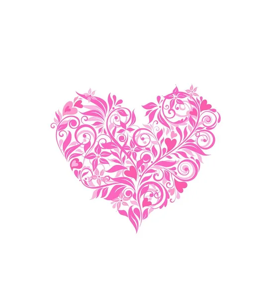 Mooie Roze Bloemen Hart Voor Wenskaarten Ontwerp — Stockvector