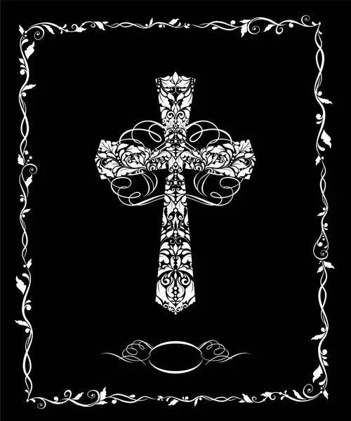 黑色和白色天主教老式贺卡洗礼和复活节假期 — 图库矢量图片