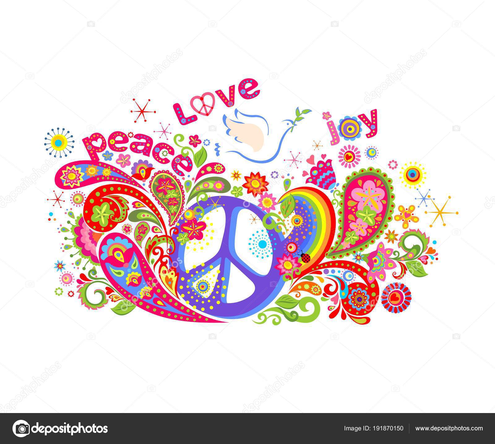 Hippie wallpaper with mushrooms Stock Vector by ©antonovaolena