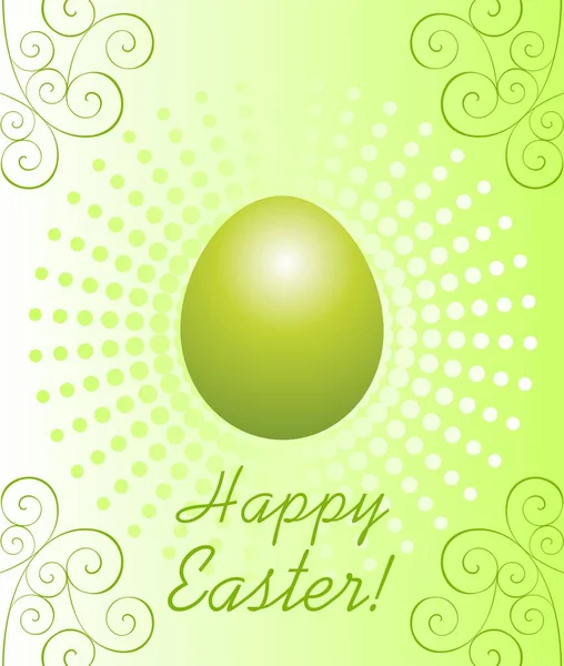Easter Greeting Card Colored Green Egg — Stock Vector
