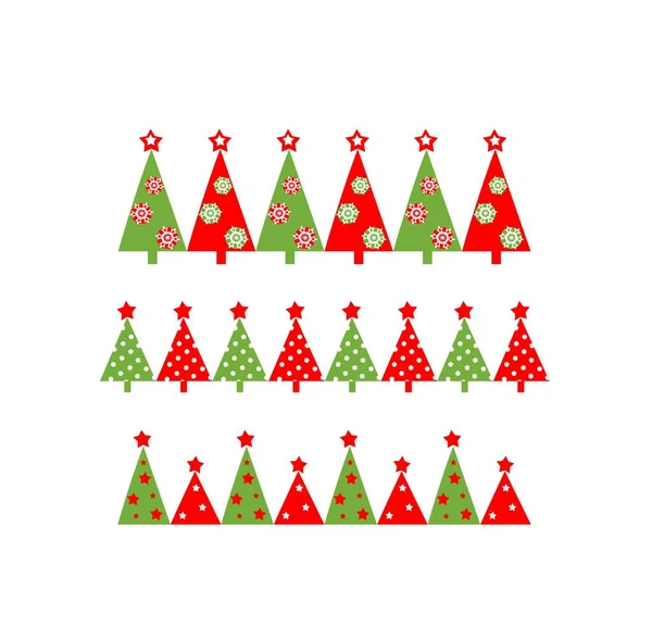 无缝边收集与剪纸抽象红绿螺丝圣诞问候设计 平面风格 — 图库矢量图片