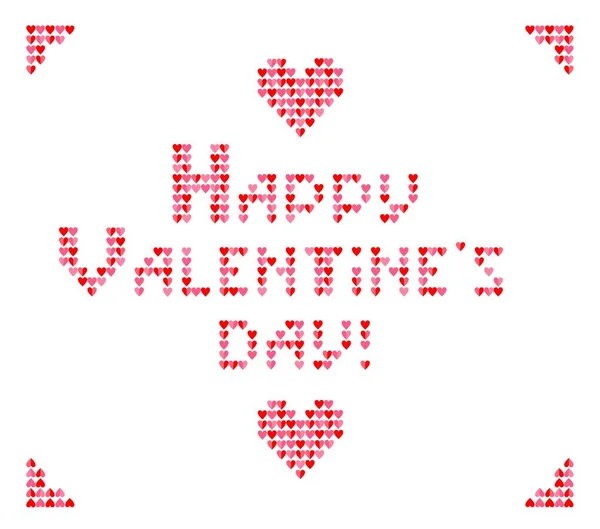 Stampa Ricamo Moda Con Forme Cuore Scritte Happy Valentines Day — Vettoriale Stock