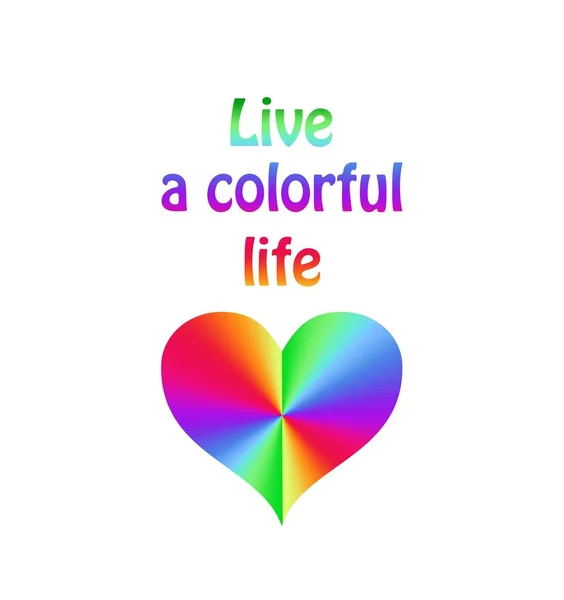 Impresión Camisa Con Forma Corazón Colorido Vivir Una Vida Colorida — Archivo Imágenes Vectoriales