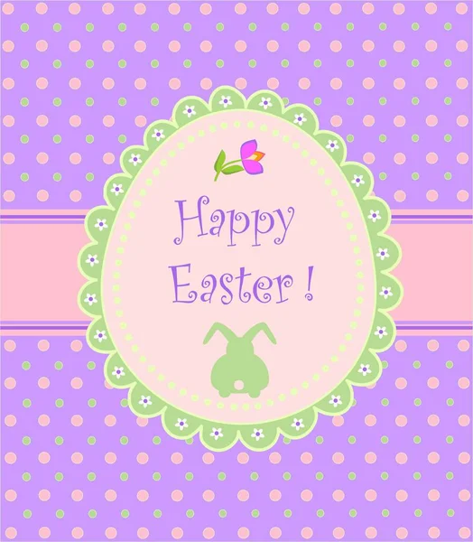 Funny Childish Easter Greeting Card Polka Dot Background Egg Shape — Stock Vector