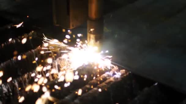 Industriell Metallskärning Plasmaskärning Med Cnc Maskin Anläggning — Stockvideo