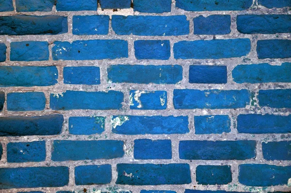 Classic blue trendy pastel monochromatic weathered brick wall background — Stock Photo, Image