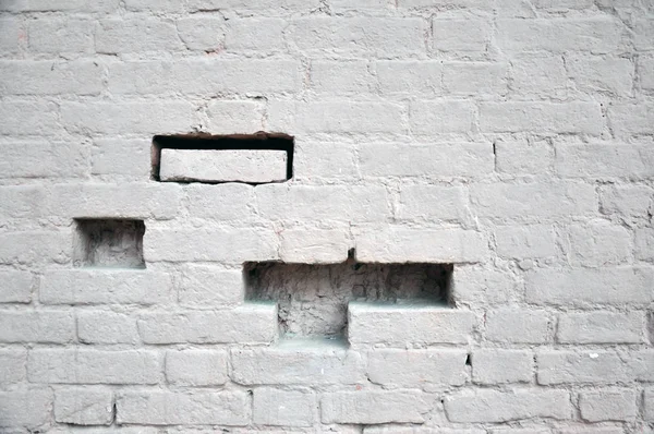 White brick background. Rustic, old, painted texture. Facade of the house — Stock Photo, Image