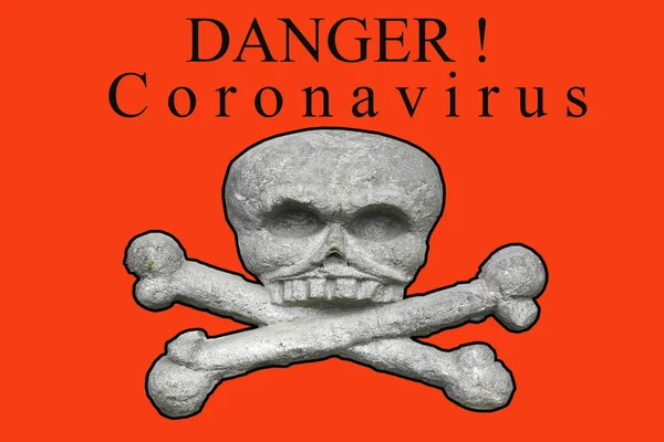 New Coronavirus-2019-nCoV, Wuhan virus concept. Banner with the words danger coronavirus and an image of a skull and crossbones. — Stock Photo, Image