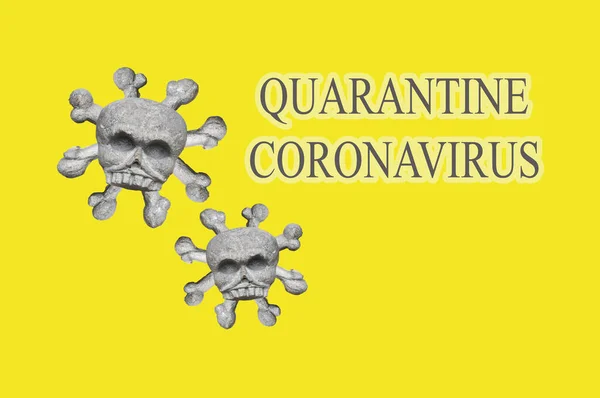 Abstrakcyjny Model Nowego Koronawirusu 2019 Ncov Tekstem Koronawirusa Kwarantanny Żółtym — Zdjęcie stockowe