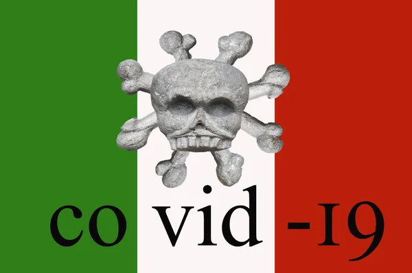 Bandera Italia Con Imagen Abstracta Virus Mortal Nuevo Concepto Coronavirus —  Fotos de Stock