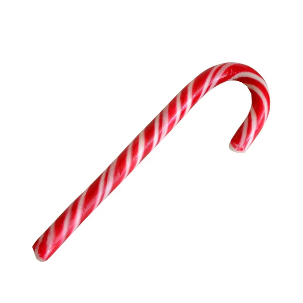 Striped Mint Lollipop Christmas Colors Isolated White Background Close — Stock Photo, Image