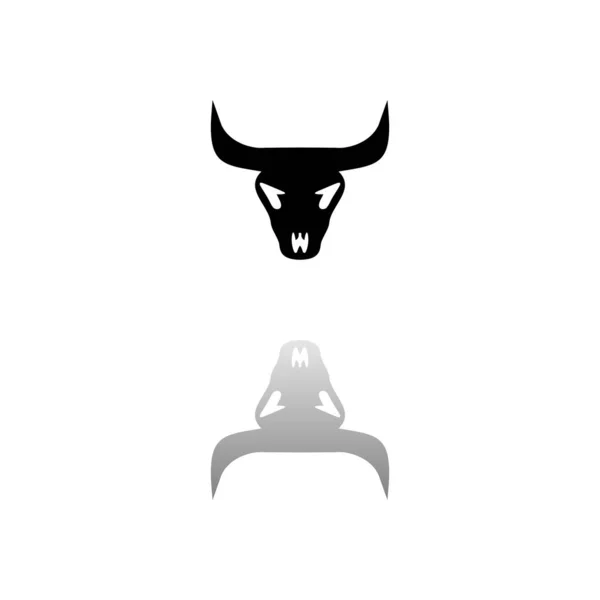 Bycza Czaszka Czarny Symbol Białym Tle Prosta Ilustracja Płaska Ikona — Wektor stockowy