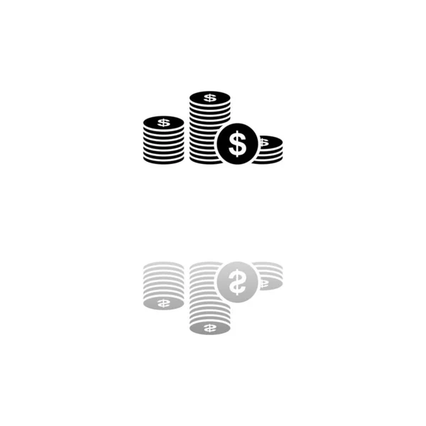 Денежная Монета Черный Символ Белом Фоне Простая Иллюстрация Плоская Векторная — стоковый вектор