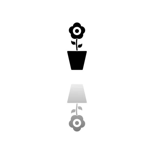 Fleur Pot Symbole Noir Sur Fond Blanc Une Illustration Simple — Image vectorielle